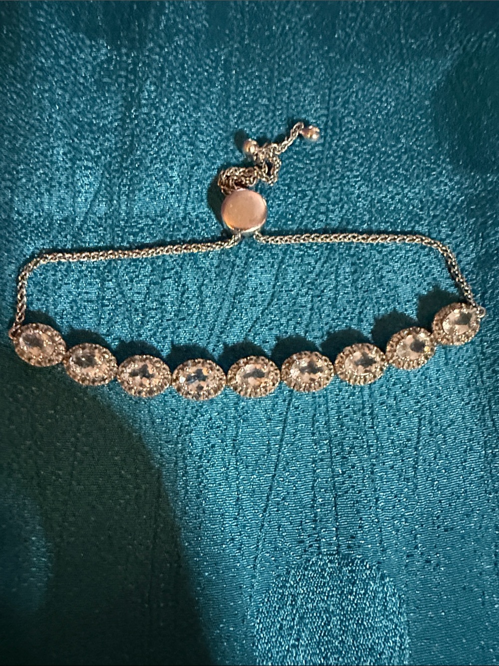 Silver-Tone Crystal Halo Bracelet in Clear White